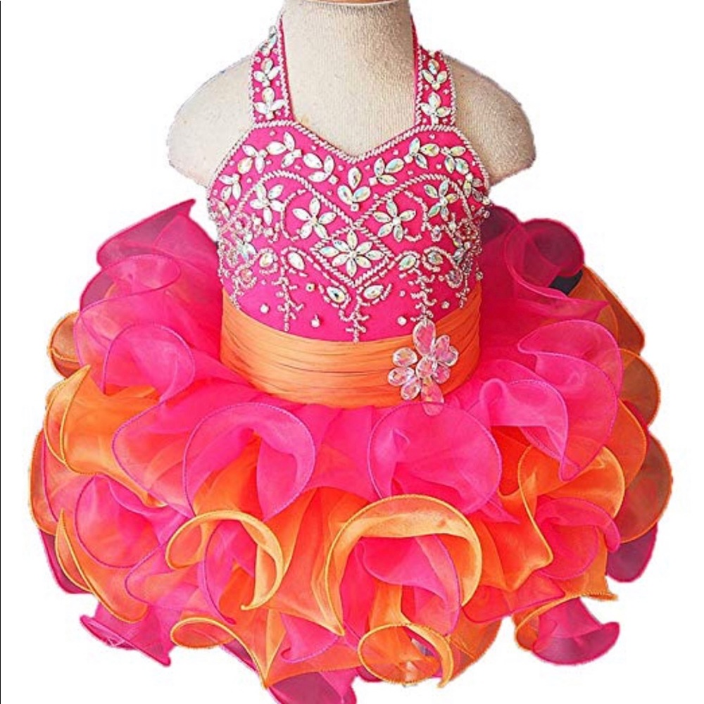 Jennifer Wu pink orange pageant dress 6-12 months